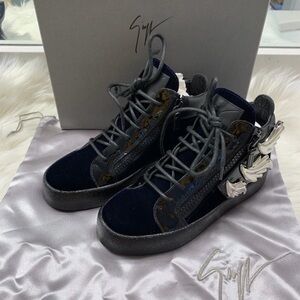 Giuseppe Zanotti Black and Blue Sole Sneakers